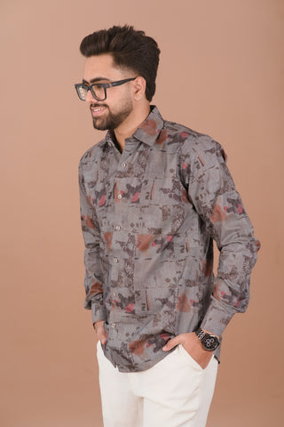 Smokey Grey Men’s Smart Tech Printed Shirt – Dare & Rise