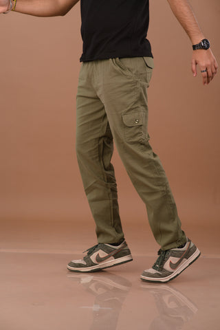 Olive Green Men’s Premium Micro-Corduroy Lifestyle Cargos – Dare & Rise