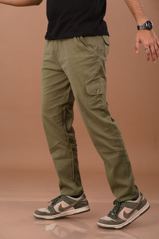 Olive Green Men’s Premium Micro-Corduroy Lifestyle Cargos – Dare & Rise