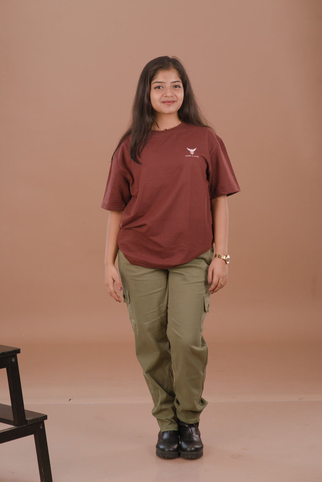 Rust Red Women’s Oversized Premium 240 GSM T-Shirt – Dare & Rise