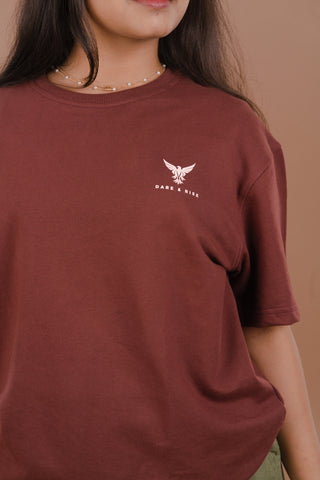 Rust Red Women’s Oversized Premium 240 GSM T-Shirt – Dare & Rise