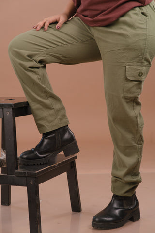 Olive Green Women’s Premium Micro-Corduroy Lifestyle Cargos – Dare & Rise