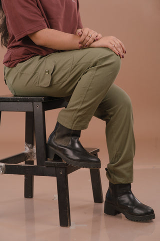 Olive Green Women’s Premium Micro-Corduroy Lifestyle Cargos – Dare & Rise