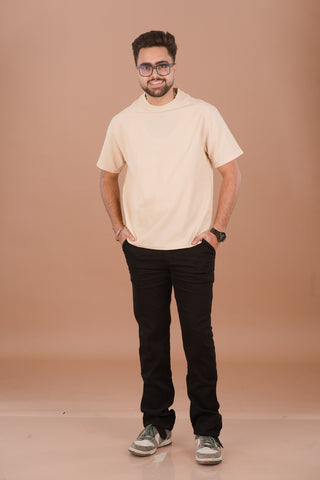 Sand Beige Men’s Jacquard Self-Textured T-Shirt – Dare & Rise