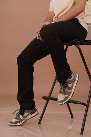 Pure Black Men’s Premium Micro-Corduroy Lifestyle Trousers – Dare & Rise