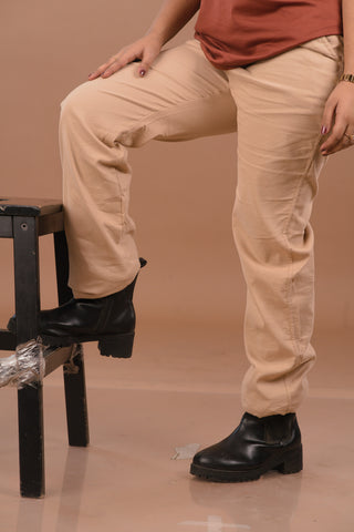 Golden Sand beige Women’s Premium Micro-Corduroy Lifestyle Trousers – Dare & Rise