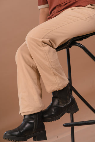 Golden Sand beige Women’s Premium Micro-Corduroy Lifestyle Trousers – Dare & Rise