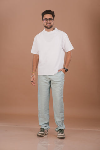 Cloud Dancer White Men’s Jacquard Self-Textured T-Shirt – Dare & Rise