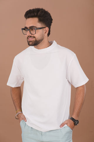 Cloud Dancer White Men’s Jacquard Self-Textured T-Shirt – Dare & Rise