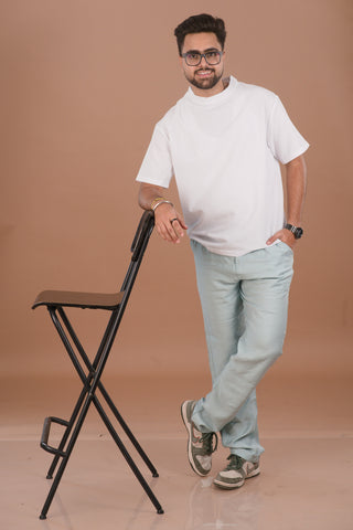 Cloud Dancer White Men’s Jacquard Self-Textured T-Shirt – Dare & Rise