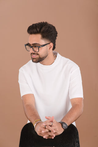 Cloud Dancer White Men’s Jacquard Self-Textured T-Shirt – Dare & Rise