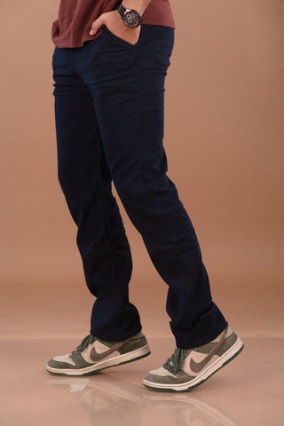 Deep Navy blue Men’s Premium Micro-Corduroy Lifestyle Trousers – Dare & Rise
