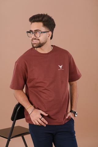 Rust Red Men’s Oversized Premium 240 GSM T-Shirt – Dare & Rise