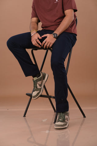 Deep Navy blue Men’s Premium Micro-Corduroy Lifestyle Trousers – Dare & Rise