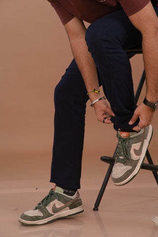 Deep Navy blue Men’s Premium Micro-Corduroy Lifestyle Trousers – Dare & Rise