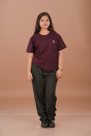 Wine Burgundy Premium 240 GSM PC Looper Cotton T-Shirt – Dare & Rise