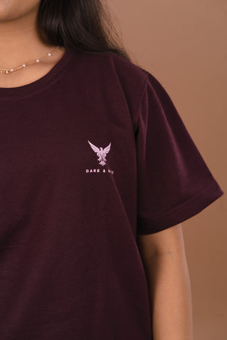 Wine Burgundy Premium 240 GSM PC Looper Cotton T-Shirt – Dare & Rise