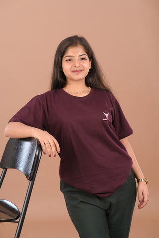 Wine Burgundy Premium 240 GSM PC Looper Cotton T-Shirt – Dare & Rise