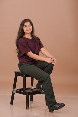 Wine Burgundy Premium 240 GSM PC Looper Cotton T-Shirt – Dare & Rise