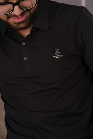 Onyx Black Men’s Seamless Performance Polo – Dare & Rise