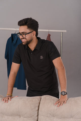 Onyx Black Men’s Seamless Performance Polo – Dare & Rise