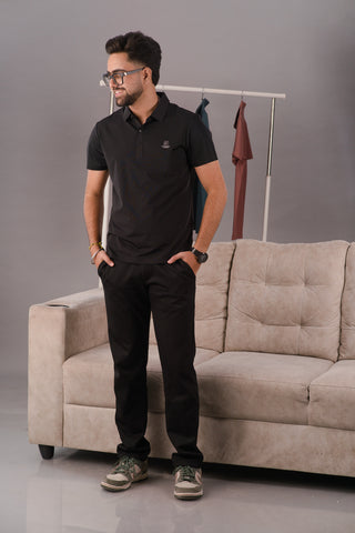 Onyx Black Men’s Seamless Performance Polo – Dare & Rise