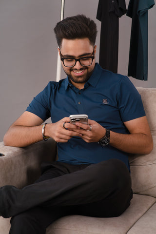 Oxford Navy blue Men’s Seamless Performance Polo – Dare & Rise