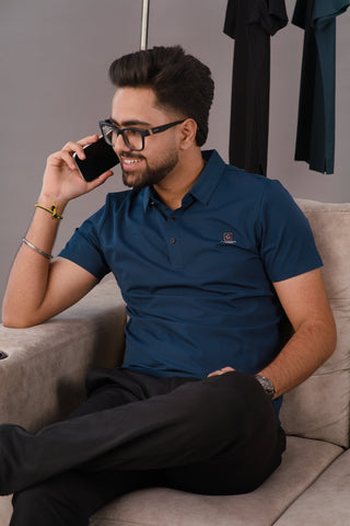 Oxford Navy blue Men’s Seamless Performance Polo – Dare & Rise