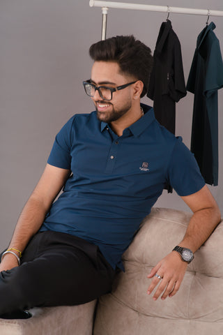 Oxford Navy blue Men’s Seamless Performance Polo – Dare & Rise