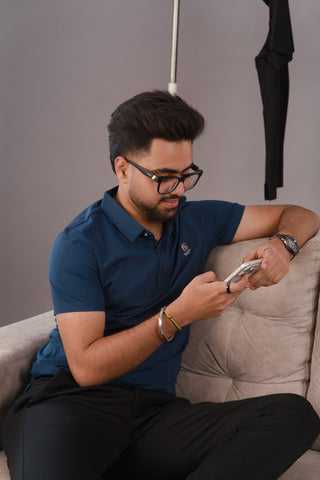 Oxford Navy blue Men’s Seamless Performance Polo – Dare & Rise