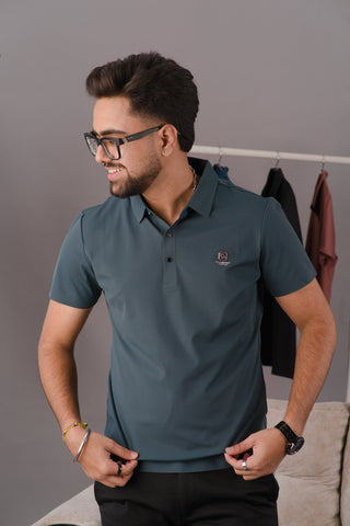 Smoked Teal Men’s Seamless Performance Polo – Dare & Rise