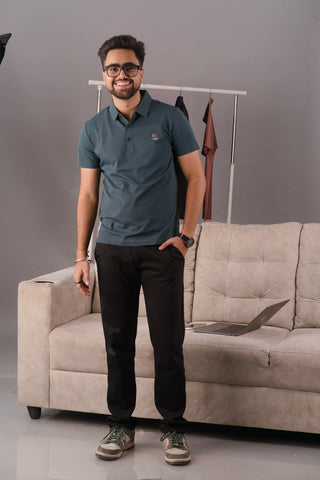 Smoked Teal Men’s Seamless Performance Polo – Dare & Rise