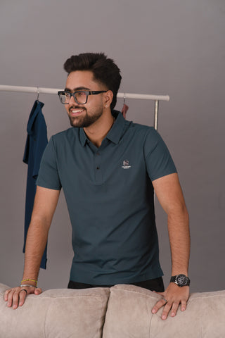 Smoked Teal Men’s Seamless Performance Polo – Dare & Rise