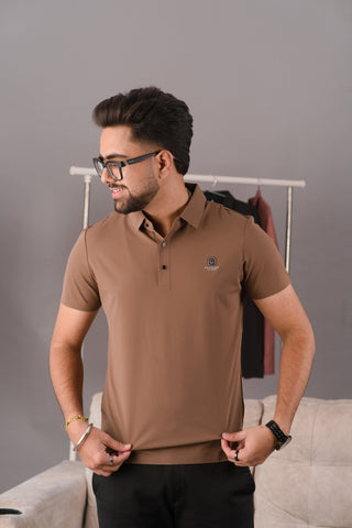 Roasted Mocha Men’s Seamless Performance Polo – Dare & Rise