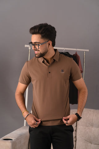 Roasted Mocha Men’s Seamless Performance Polo – Dare & Rise