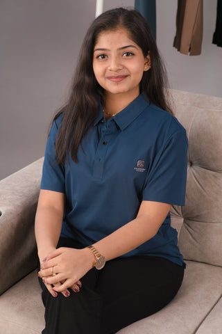 Deep Atlantic Blue Women’s Seamless Stitchless Tech Polo – Dare & Rise