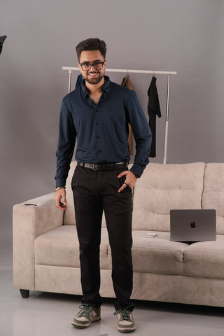 Deep Navy blue Men’s Stitch-less Seamless Smart Tech Shirt – Dare & Rise