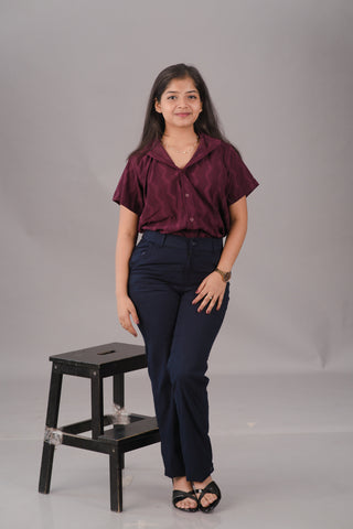 Deep Navy blue Women’s Premium Micro-Corduroy Lifestyle Trousers – Dare & Rise