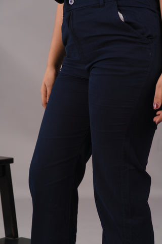 Deep Navy blue Women’s Premium Micro-Corduroy Lifestyle Trousers – Dare & Rise