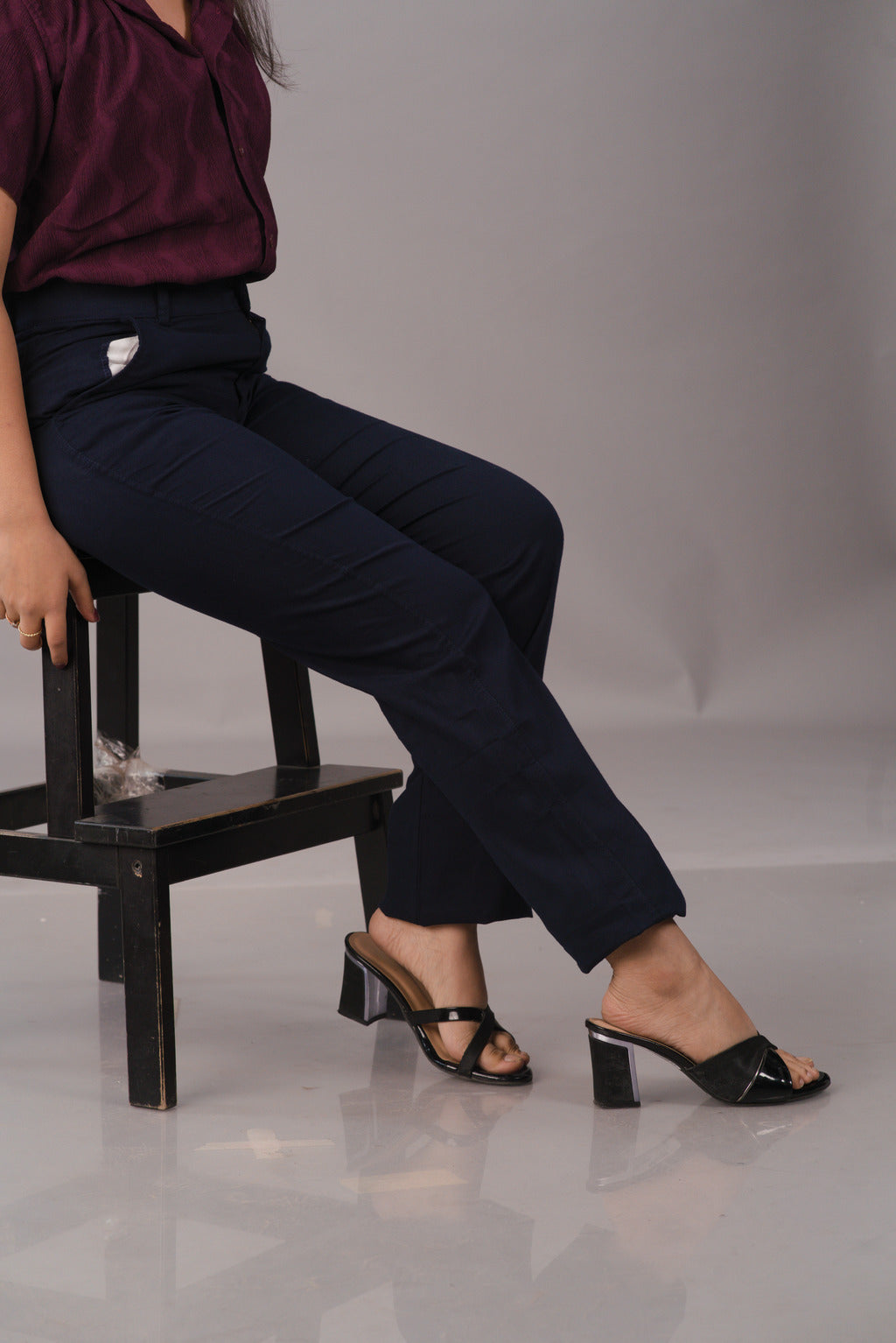 Deep Navy blue Women’s Premium Micro-Corduroy Lifestyle Trousers – Dare & Rise
