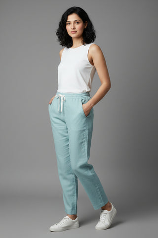 Aqua Blue Women’s Smart-Tech Lifestyle Trousers – Dare & Rise