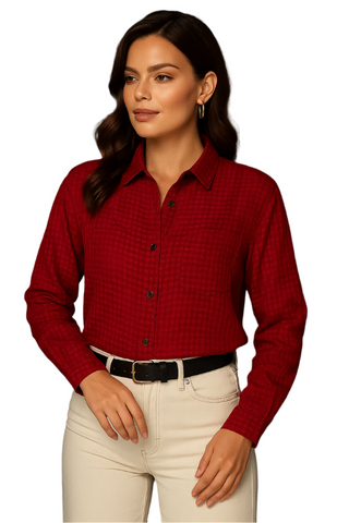 Red Sheer premium Burberry Checks Shirt - For Women