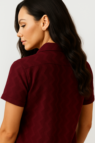 Wine Maroon Comfort Flex Wave Shirt - For Women