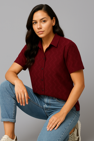 Wine Maroon Comfort Flex Wave Shirt - For Women