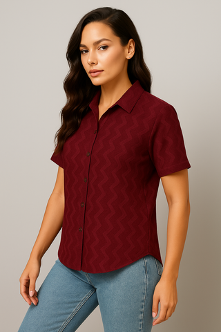 Wine Maroon Comfort Flex Wave Shirt - For Women
