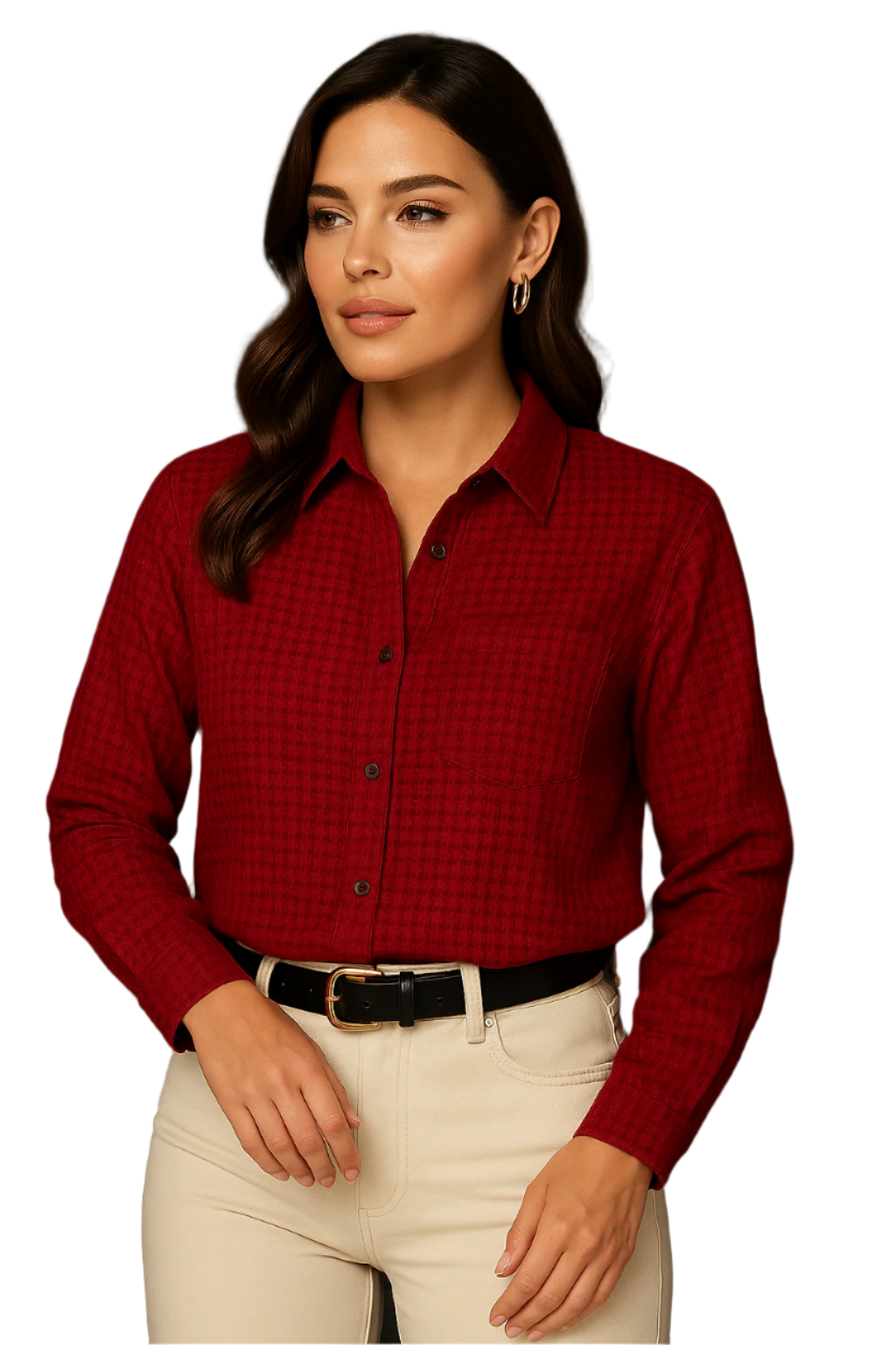 Red Sheer premium Burberry Checks Shirt - For Women