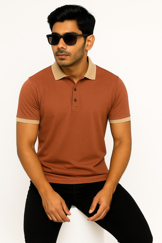 Rust Red Classic Style Timeless Polo - For Men