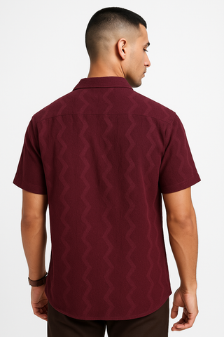 Wine Maroon Comfort Flex Wave Shirt - For Men