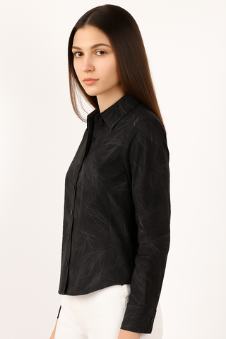 Shadow Black Printed Melange Shirt - For Women - Wrinkle resistant
