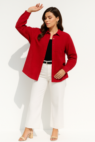 Red Sheer premium Burberry Checks Shirt - For Women